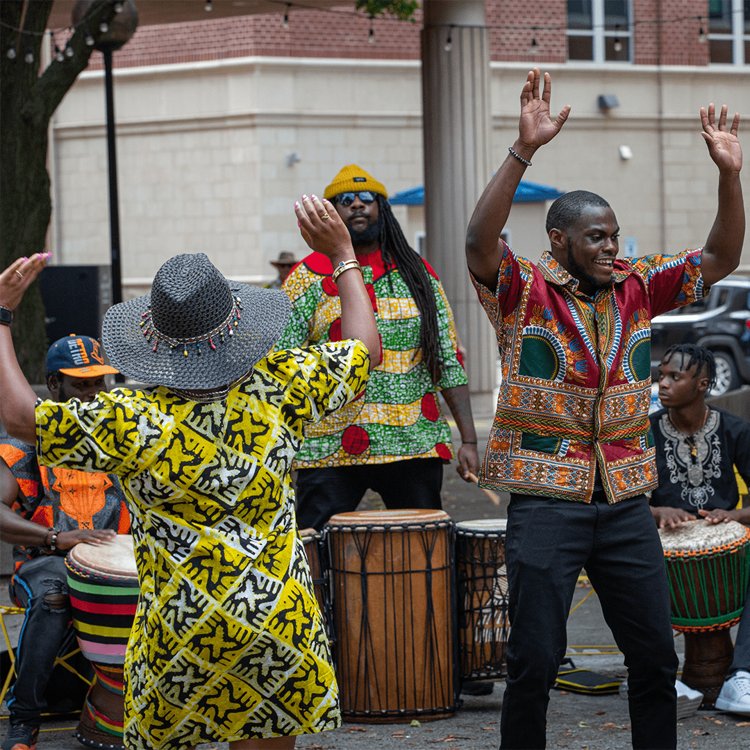 People dancing to drum music during Rumbon de la Calle