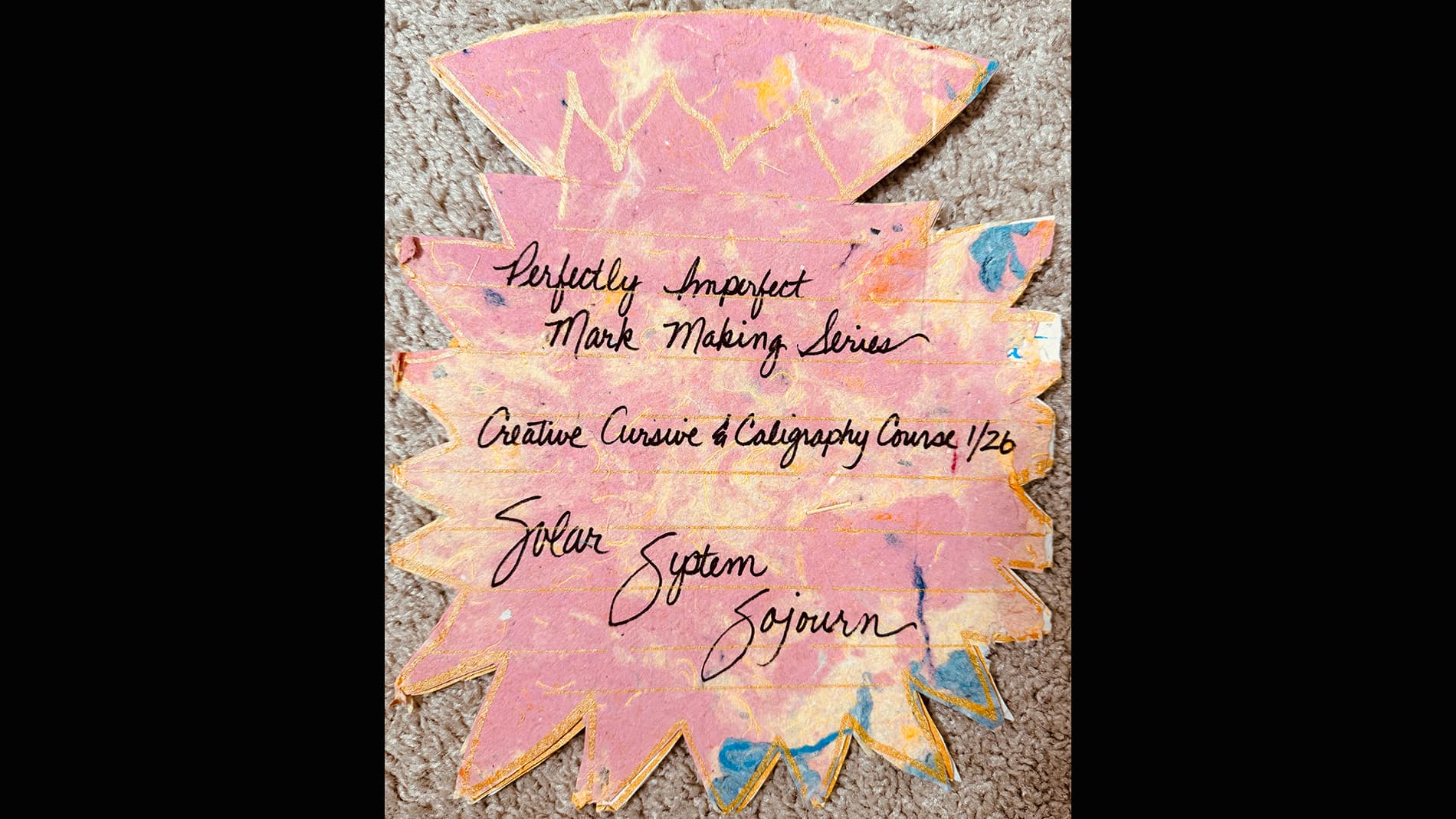 Felicia Savage Friedman, Handmade paper with cursive writing